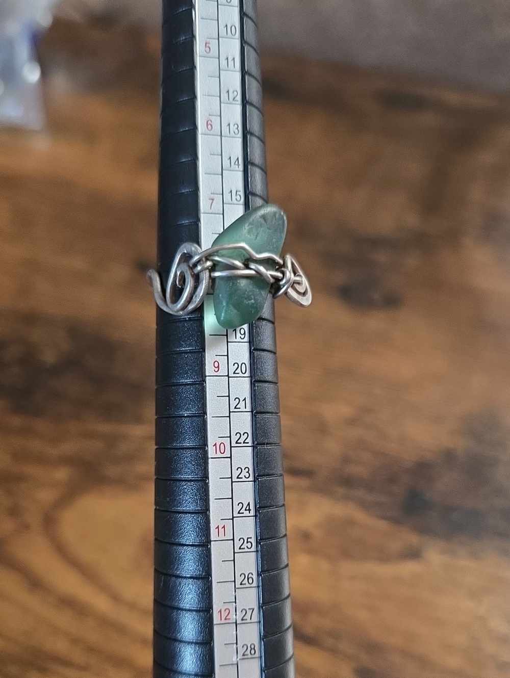 Green Sea Glass Wire Wrap Ring